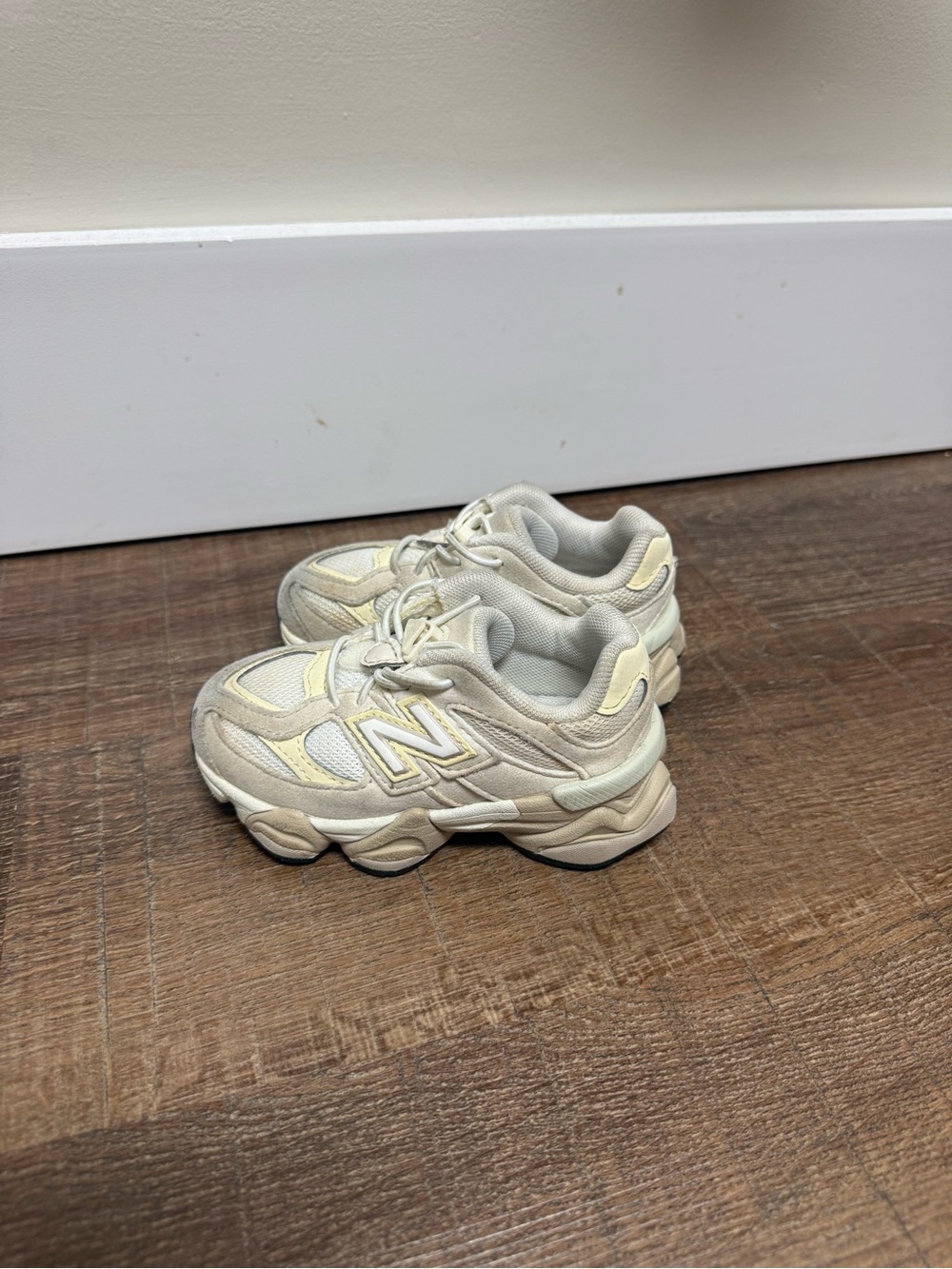 New Balance Kids Cream and Light Yellow Sneakers